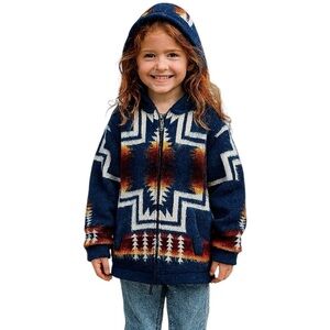 Vintage Children’s Size 4 Tejidos Ruminahui Aztec Southwest Western Hoodie Zip